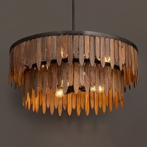 <span class=keywords><strong>Lampadario</strong></span> Rotondo in <span class=keywords><strong>Legno</strong></span> <span class=keywords><strong>Naturale</strong></span> Intagliato Stile Country Americano Vintage, Decorativo a 2 Livelli per Sala da Pranzo e Studio - Product Image 2