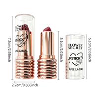 FLOWER SECRET Rouge à lèvres mat avec logo en relief, étui côtelé or rose, embout de précision, application lisse, longue tenue, OEM, marque privée