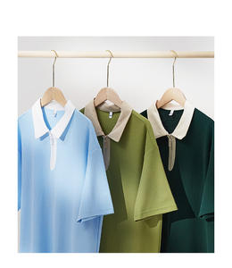 Polo informal de manga corta para hombre de buena calidad con cierre de color al por mayor - Product Image 2