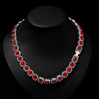 Chaîne cubaine Hip Hop pour homme en verre rouge 12 mm, style Rock Sugar, accessoires tendance pour homme