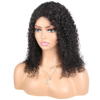 Perruque Lace Front wig brésilienne naturelle, cheveux humains vierges, bouclés, pré-plumés avec Baby Hair, Grade 10a, 4x1 T, 14 pouces, pour femmes