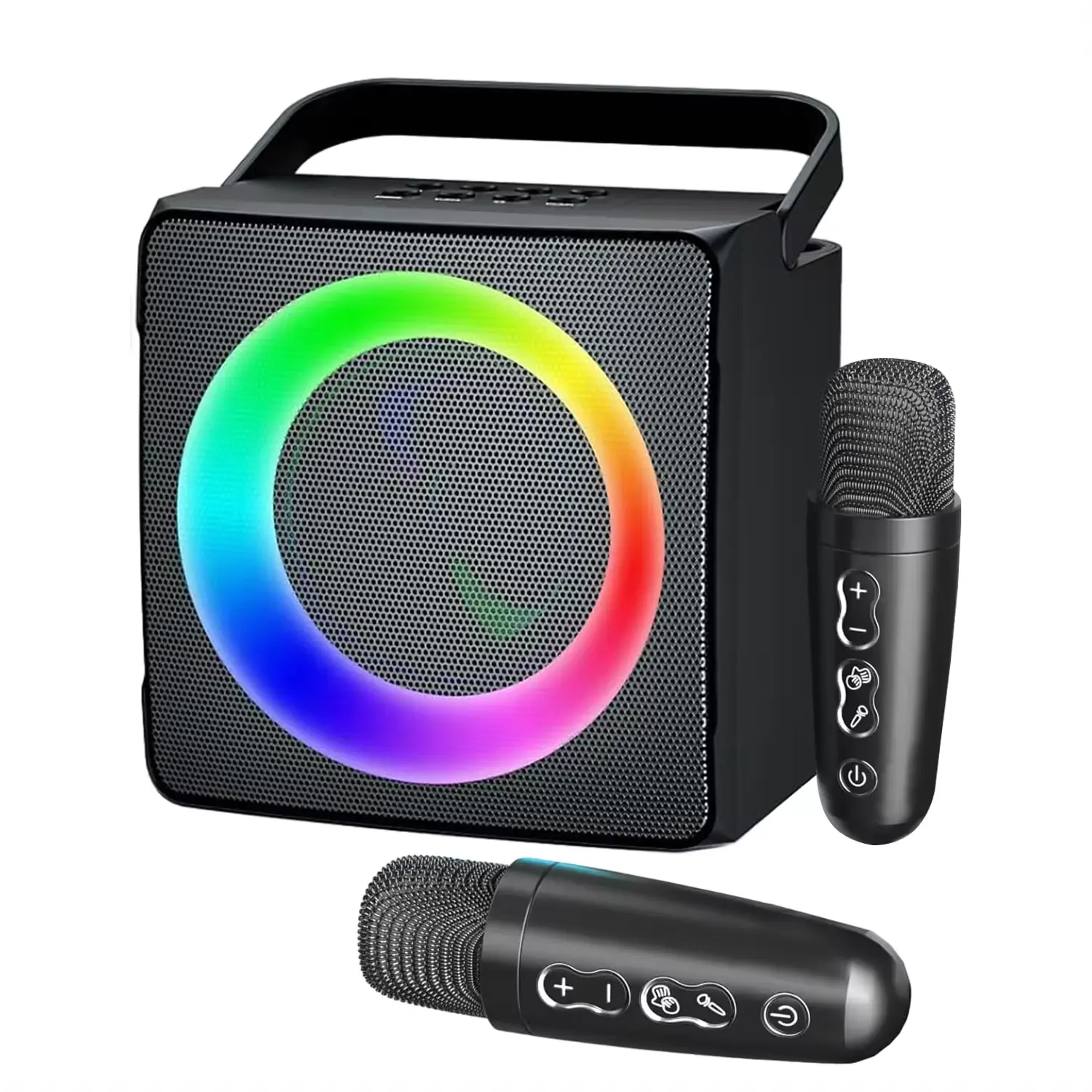 SD508 Karaoke players,Portable Bluetooth Karaoke Speaker for Adults Kids,Singing Machine with 2 Wireless Mics and Dynamic Lights