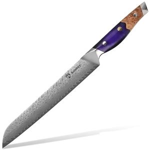 <span class=keywords><strong>Cuchillo</strong></span> rebanador de acero de Damasco, <span class=keywords><strong>cuchillo</strong></span> de talla de Chef de cocina <span class=keywords><strong>profesional</strong></span> de 8 pulgadas para carne, jamón - Product Image 4