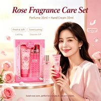 Coffret cadeau crème pour les mains parfumée à la rose 35ml et crème pour les mains 35ml, coffret cadeau beauté rose pour filles