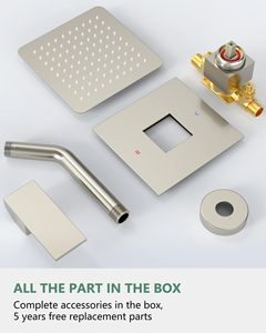 Chải Nickel 6 inch vòi hoa sen vòi chức năng duy nhất lượng mưa vuông xử lý điều khiển sang trọng Brass vòi hoa sen đặt - Product Image 5