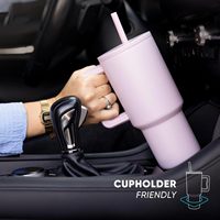 Tumbler Cangkir Kopi Stainless Steel Dinding Ganda 30oz 40oz dengan Logo Custom, Lapisan Powder Coating, dan Pegangan, untuk Perjalanan & Camping