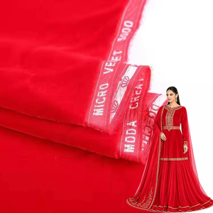 Fournisseur chinois Changzhou Textile Tissu micro-tissé rouge bordeaux pour vêtements <span class=keywords><strong>de</strong></span> sport, velours <span class=keywords><strong>de</strong></span> soie 100% polyester, référence 5000, pour vêtements musulmans - Product Image 1