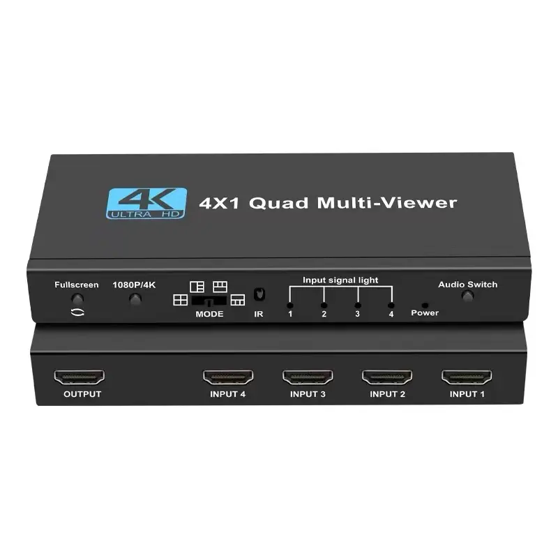 HG 4X1 HD MI Quad רב-הצופה 4 ב 1 מתוך Switcher 1080P HD MI חלקה IR בקרה 3D תמיכה 5 מצבי עבור מחשב