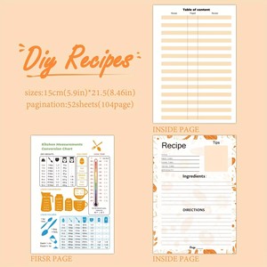 Carnet de recettes DIY à spirale OEM avec tableau de conversion culinaire, journal de recettes de légumes pour organiser la <span class=keywords><strong>cuisine</strong></span> et la pâtisserie saines - Product Image 3