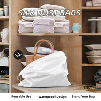 Sac à poussière en satin de soie avec cordon de serrage, réutilisable, portable, pochette de rangement, logo personnalisé pour sacs à main, chaussures, bijoux