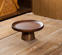 Support de présentation de desserts rond en bois d'acacia écologique et portable pour buffet d'hôtel, avec plateau à gâteau en dôme