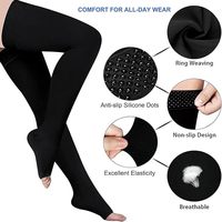 Bas de compression de classe 2, 23-32 mmHg, hauteur cuisse, sans couture, respirants, en nylon, avec bande à pois en silicone