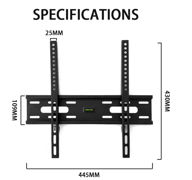 Steel Black CE Certified TV Wall Mount Bracket for 26-55inches Fixed VESA 400x400mm 40kg Load Capacity