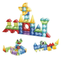Set Mainan Edukatif DIY Blok Magnet Plastik untuk Prasekolah, Puzzle 3D, Perakitan STEM, Susun, dan Sortir Kubus