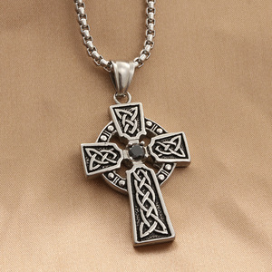 Men's <b>Titanium</b> Steel Cross Pendant With Diamond Round Brilliant Cut Geometric Design Everyday Wear 280190 - Product Image 3