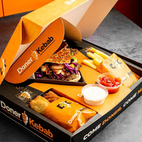 Boîte à compartiments personnalisée éco-responsable pour mini-smash burger avec coupelle à sauce, emballage pour poulet frit, wraps et frites, pour restauration rapide