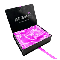 Boîtes cadeaux de luxe en carton noir avec logo personnalisé extension de cheveux de faisceau de cheveux emballage de boîte de perruque avec ruban insert en satin pour perruques