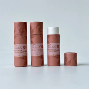 Eco-Friendly Factory Price Lip Balm Deodorant Cylinder <b>Container</b> 5g/10g Cardboard Oil-Resistant Push up Paper Tube Packaging - Product Image 1
