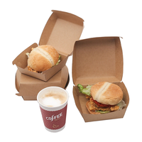 Récipient jetable recyclé personnalisé pour restaurant togo pour déjeuner hamburger à emporter emballage de fast-food boîte en papier kraft