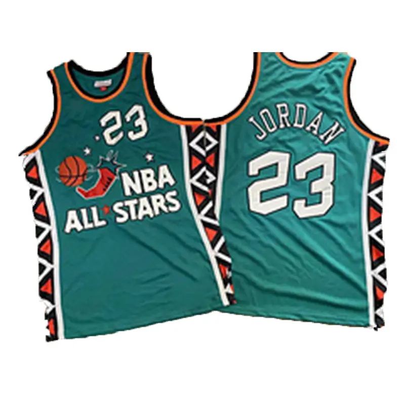 Bulls #23 Jordan 1996 tüm yıldız yeşil İşlemeli basketbol formaları