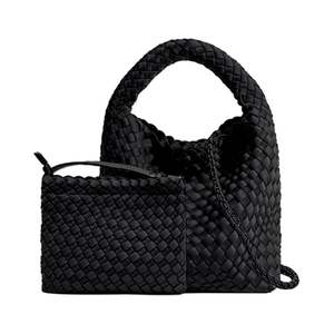 Sac à main de luxe à poignée supérieure, en toile tissée, unisexe, doublure en cuir véritable, capacité 3L+, mode, bandoulière unique - Product Image 1