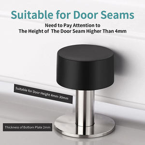 Hôtel Salle <span class=keywords><strong>de</strong></span> bain Cuisine Moderne Petit arrêt <span class=keywords><strong>de</strong></span> porte Acier inoxydable Noir satiné avec tête en caoutchouc Protecteur mural Butées <span class=keywords><strong>de</strong></span> porte en verre - Product Image 3