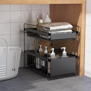 Discount price under sink 2 tier drawer design kitchen sink organizer rack shelf storage