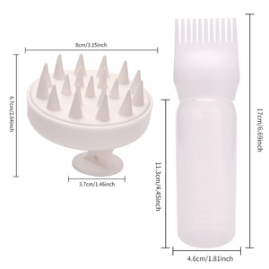 Set de 2 Piezas para el Cuidado del Cabello: Cepillo de Silicona para Masaje del Cuero Cabelludo y Aplicador con Peine para Raíces y Botella con Escala Graduada para Tinte de Cabello - Product Image 4