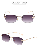Lunettes de soleil classiques sans monture en métal, de luxe, tendance, avec monture taillée en diamant, verres dégradés