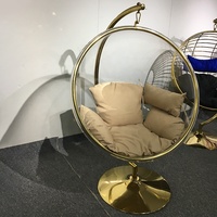 Chaise balançoire suspendue moderne en acrylique intérieure et extérieure bon marché chaise balançoire en forme d'œuf pour patio en bambou