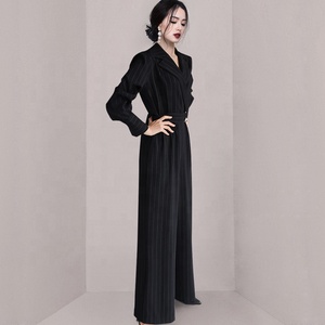 Nuova <span class=keywords><strong>Tuta</strong></span> Professionale Stile Coreano Autunnale con Colletto, Cintura e Pantaloni <span class=keywords><strong>a</strong></span> Gamba Larga <span class=keywords><strong>a</strong></span> <span class=keywords><strong>Righe</strong></span> - Product Image 5