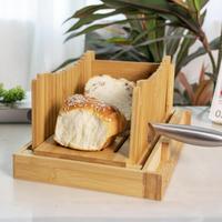 Trancheuse à pain en bois réglable planche à découper pliable et robuste pour le pain et les bagels faits maison coupe-pâtisserie avec couteau