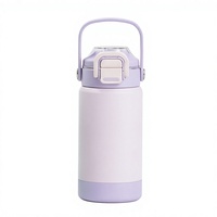 Bouteille d'eau réutilisable 2-en-1 avec couvercle à paille et bec verseur, en acier inoxydable isotherme sous vide, avec poignée de transport, pour le sport, l'école et les voyages
