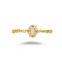 Usine émotionnelle Bague en argent sterling 925 plaqué or 14 carats pierre gemme pierre précieuse Cz fleur opale Zircon