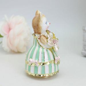 SHINNYGIFTS esmaltado princesa <span class=keywords><strong>gato</strong></span> baratija cajas con bisagras mano PainteJewelry caja cristal decorativo Animal coleccionable figurita - Product Image 4