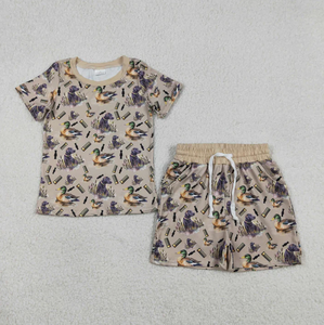 Ensemble de vêtements de chasse pour bébés garçons, haut à manches courtes avec poches camouflage cerf et canard - Product Image 6