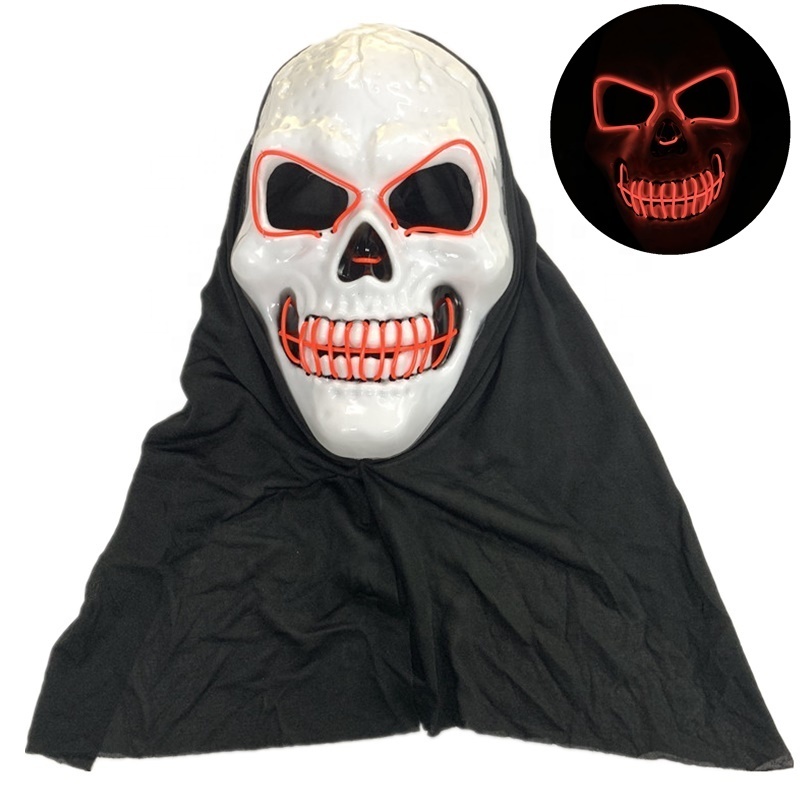INS venta de moda miedo terror Halloween LED de neón intermitente cara máscara