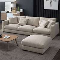 Modernes Quadratisches 3-Sitzer Stoffsofa mit Holzbeinen - Vielseitiges Modulares Ecksofa für Zuhause, Villa, Schule & Lager