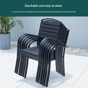 Modern Black Aluminum Balcony & Garden Chair Outdoor <b>Dining</b> <b>Armchair</b> Waterproof Patio Seating Comfortable for Cafe Courtyard - Product Image 5