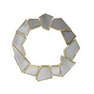 Espejo de Pared Decorativo de Madera con Acabado Shagreen de Alta Calidad, Espejo de Vidrio de Forma Moderna para Dormitorio o Sala de Estar - Product Image 1