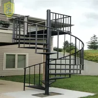 Escalier en colimaçon duplex de style rétro de haute qualité, grand escalier en fer durable avec garde-corps en verre, fonction de rotation