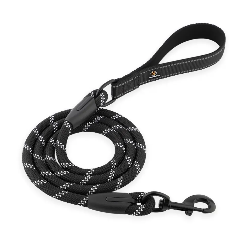 Manufacturer Private Label Heavy Duty Large Clasp Reflective Braided Climbing Rope Dog Leash with Soft Padded Handle