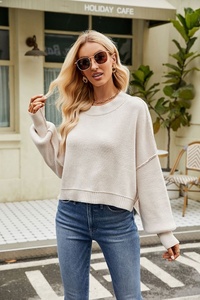 เสื้อสเวตเตอร์ไหมพรมแขนยาวทรงหลวม คอวี สำหรับผู้หญิง รุ่น TKS Autumn Lazy Ladies  แบบเรียบง่าย สไตล์ลำลอง - Product Image 3