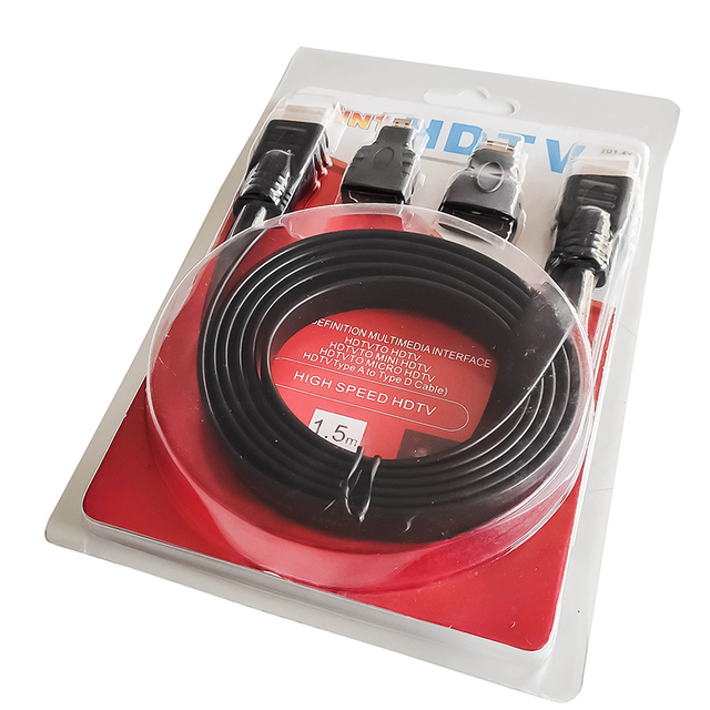 Factory Wholesale 1.5M Black for Male-Male 3RCA Audio Video Cable AV Component Convert Adapter 4K Computer PVC Jacket