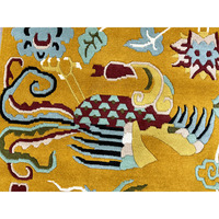 Tapis en laine tufté à la main Oushak, classique, avec envers en latex, à poils ras, durable, antidérapant, lavable, taille personnalisable, pour sol domestique, bleu et marron
