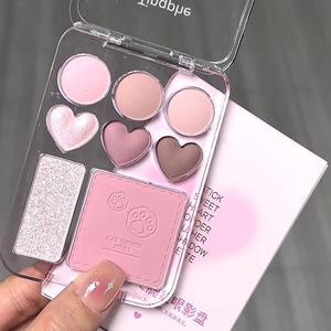 Coeur <span class=keywords><strong>Fard</strong></span> <span class=keywords><strong>À</strong></span> Paupières Blush Surligneur Palette Caramel Rose Brun Terre Tons Tout En Un Maquillage - Product Image 2