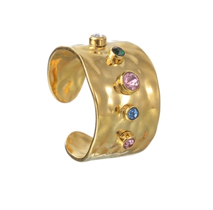 Bague ouverte <span class=keywords><strong>vintage</strong></span> en acier inoxydable non terni bagues en or pour femme en or véritable 18 carats - Product Image 1