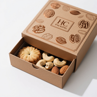 Boîte en papier couché biodégradable et recyclable sur mesure, avec doublure plastique, pelliculage brillant, compartiment hermétique pour noix et snacks, fenêtre transparente, pour produits secs