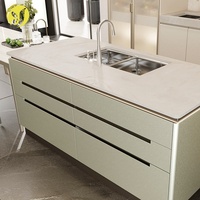 Maßgefertigte Einfache Möbeldesigns Holz-Küchenschränke Moderne Komplette Sets Weiße Massivholz-Modulschränke mit Spüle für Innenräume