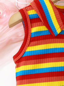 Nuovi abiti estivi in stile College per bambini abiti con stampa Casual con strisce colorate per ragazze - Product Image 3